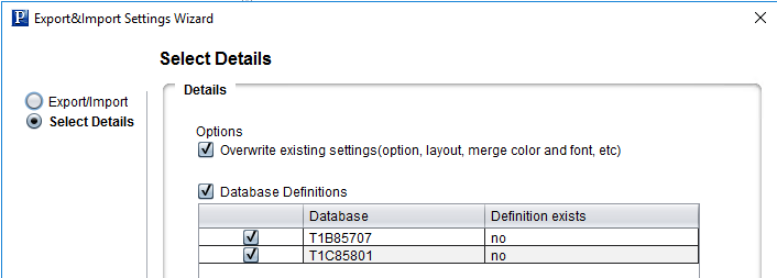 Select Details page for option Import from configuration backup