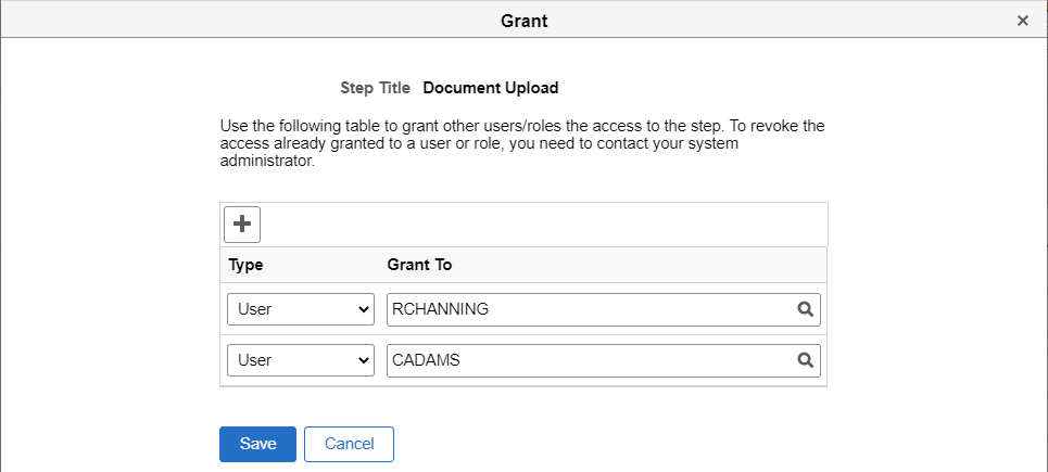Example of the grant custom action