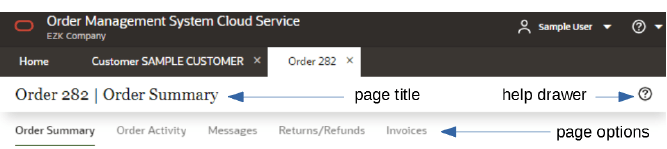 illustrates page title and position of all options for the page