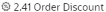 Illustrates order discount icon and message