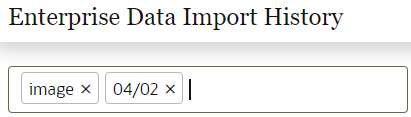 Illustrates the Enterprise Data Import History search with additional search filters