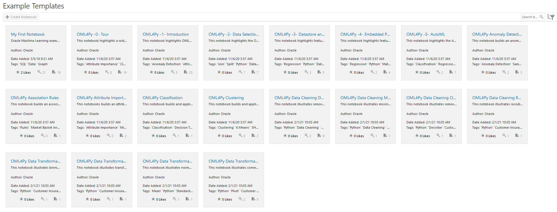 OML4Py Example Templates OML4Py Example Templates