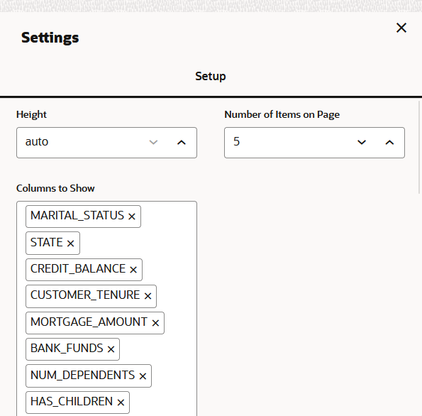 Settings dialog