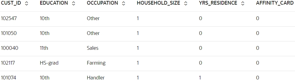 SUPPLEMENTARY_DEMOGRAPHICSの上位5つを表示