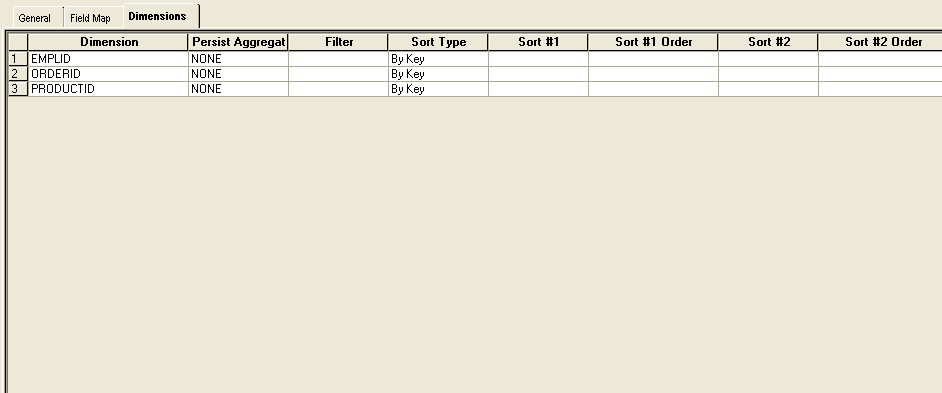 Cube Collections - Dimensions tab in PeopleSoft Application Designer