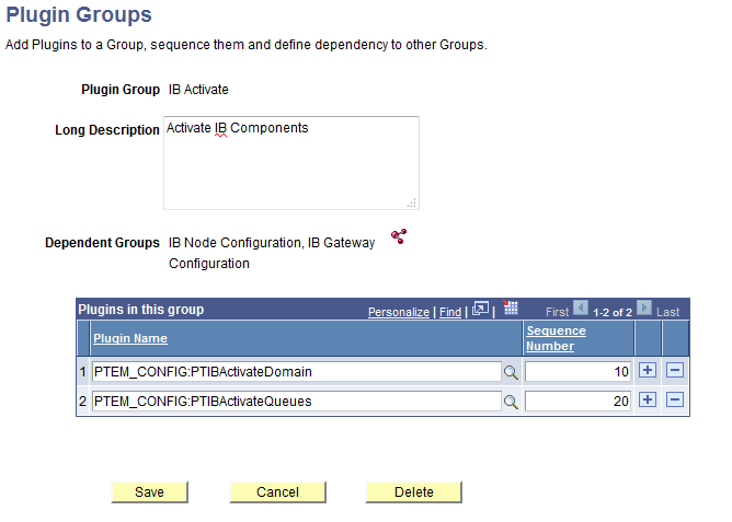 Plug-in Groups page