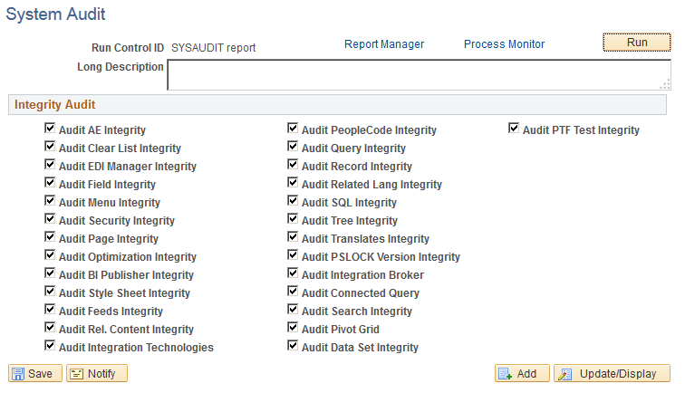 System Audit page