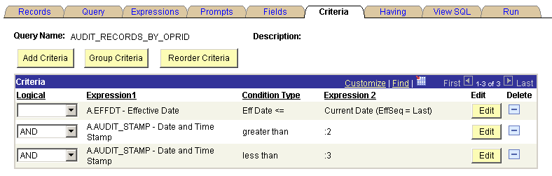 Criteria page