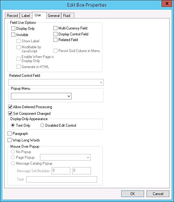 Edit Box Properties dialog box: Use tab