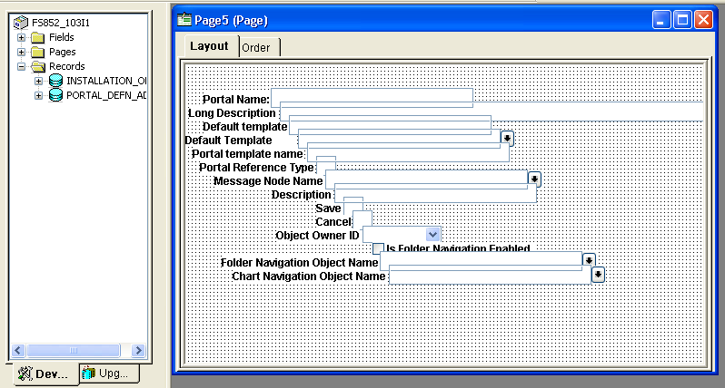 Dragging a record definition to a page