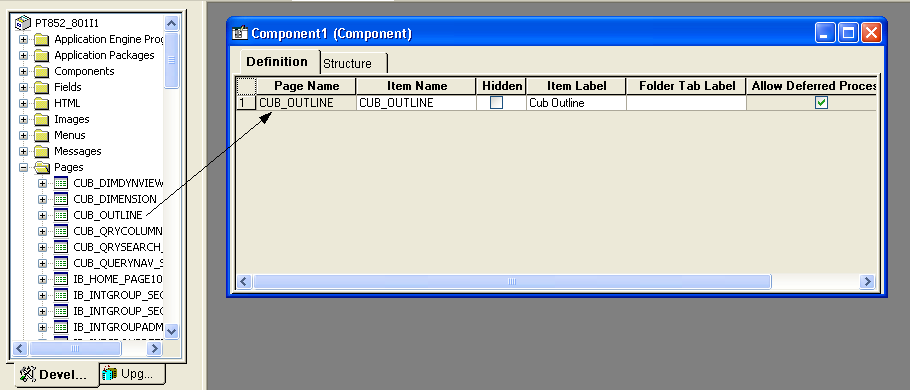 Dragging from the project workspace to a component