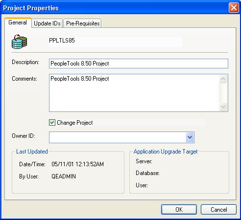 Project Properties dialog box