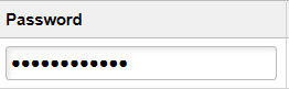 Online formatting of an edit box with Password display option selected, showing just black dots