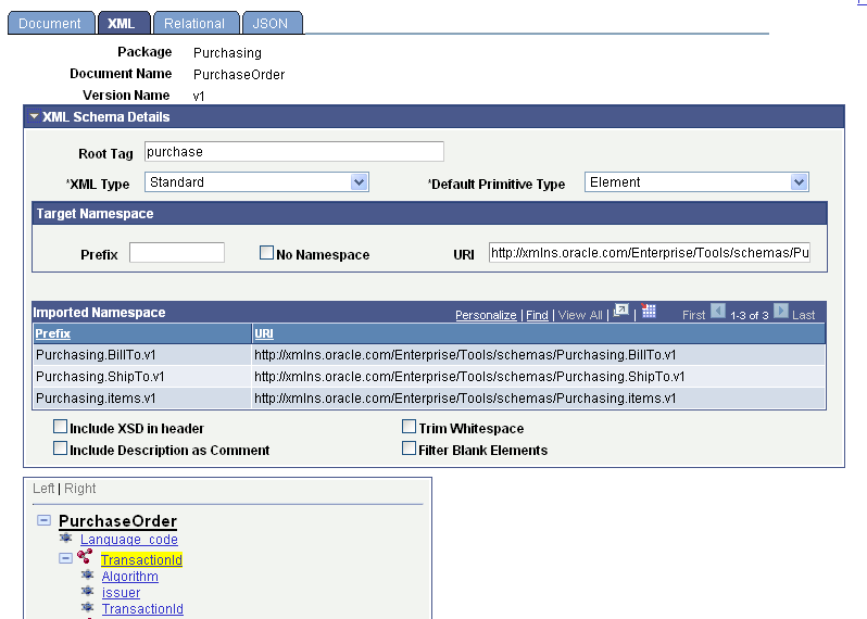 Document Builder - XML page