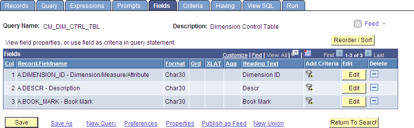 Fields page