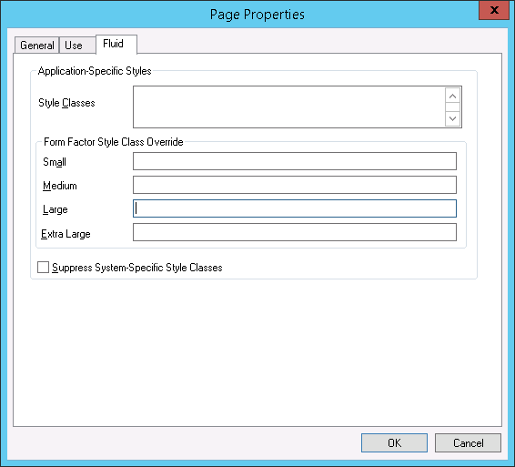 >Page Properties > Fluid tab properties for fluid pages