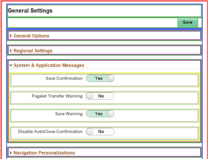 Example of the colored layout mode