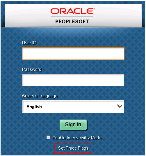 Set Trace Flags link enabled on sign in page