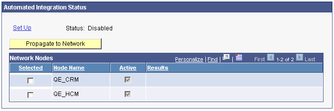 Auto Network Sync section of the Network Status Setup page