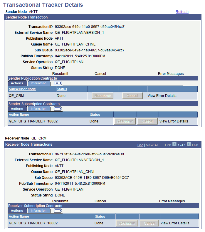 Transactional Tracker Details page