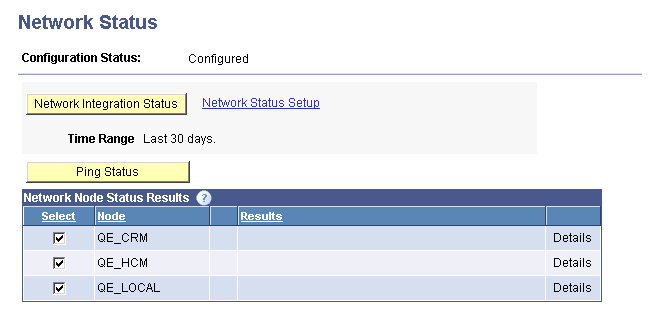 Network Status page