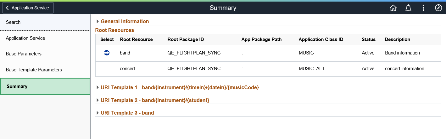 Summary page