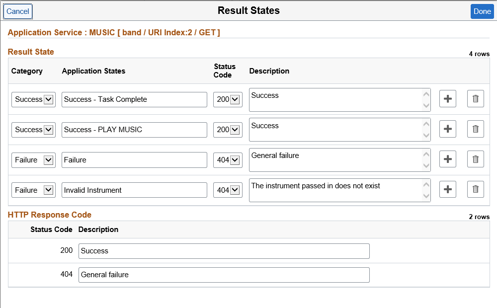 Result States page