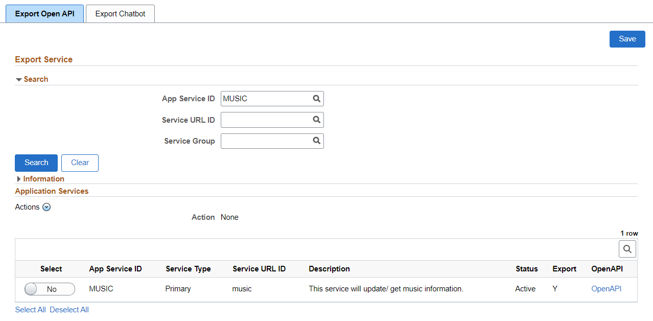 Example Exported Application Service