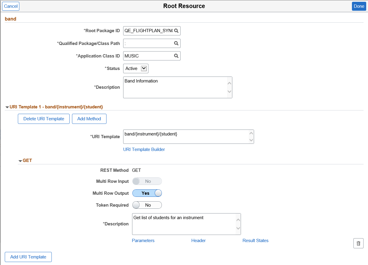 Root Resource with URI Template