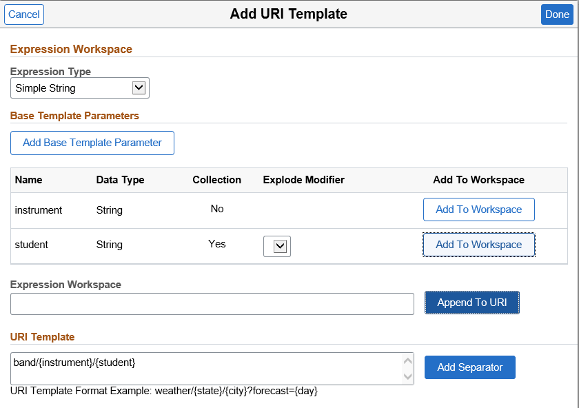 Add URI Template page