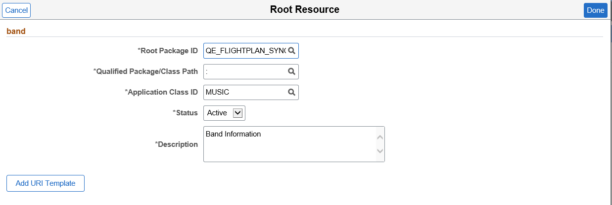 Root Resource page