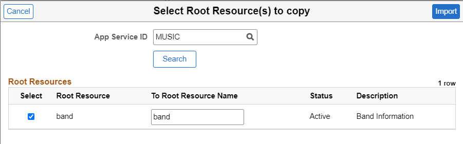 Select Root Resource(s) to copy page