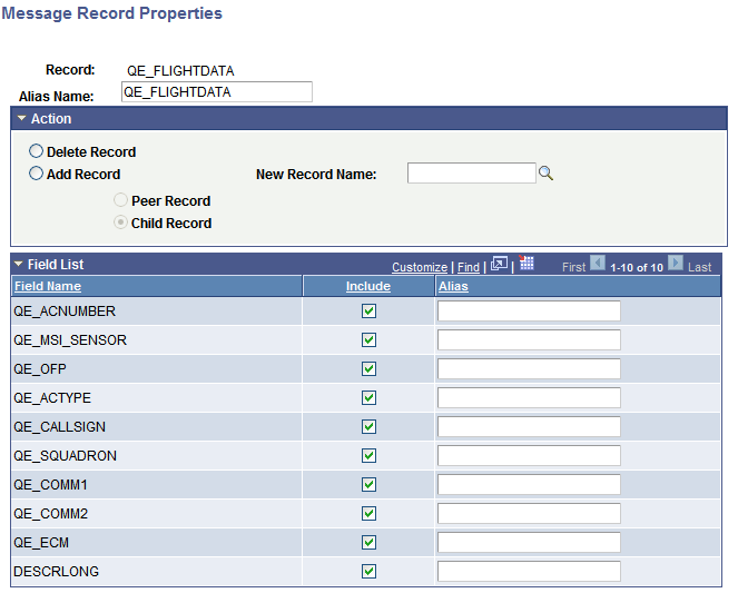 Message Record Properties page