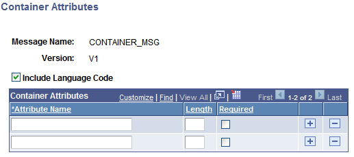 Container Attributes page