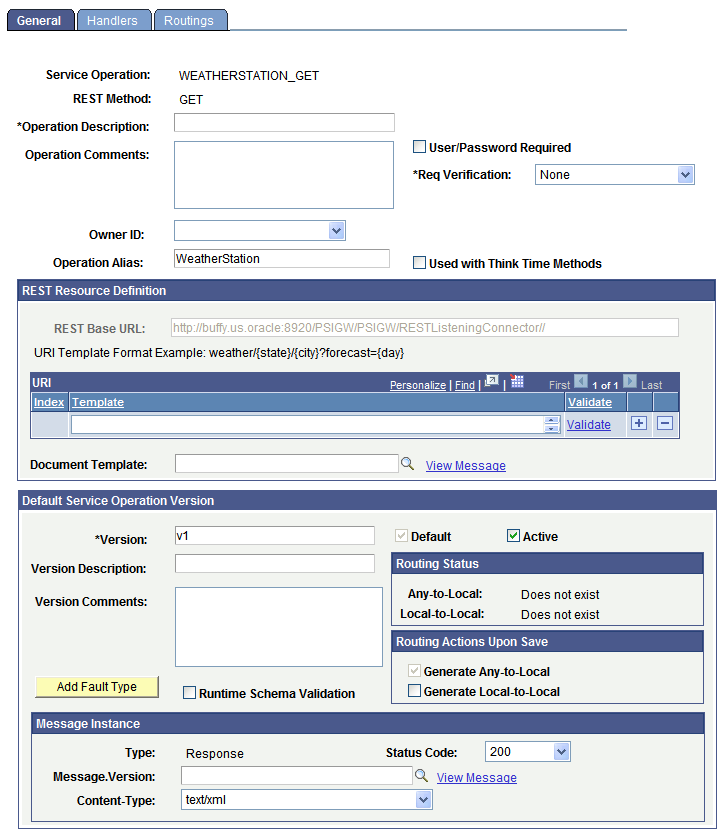 Service Operations - General page