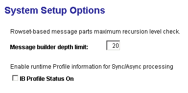 System Setup Options page