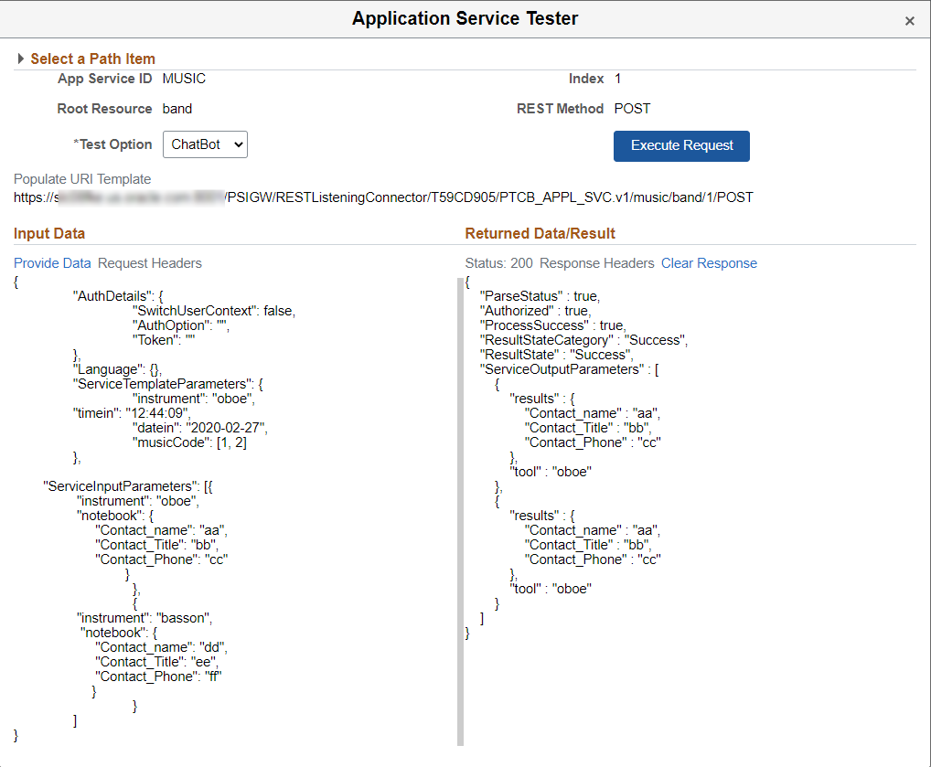 Application Service Tester - ChatBot option