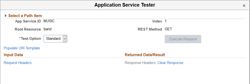 Application Service Tester - Standard Test Option