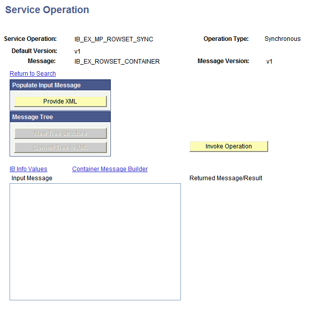 Service Operation page