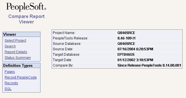 PeopleSoft Compare Report Viewer