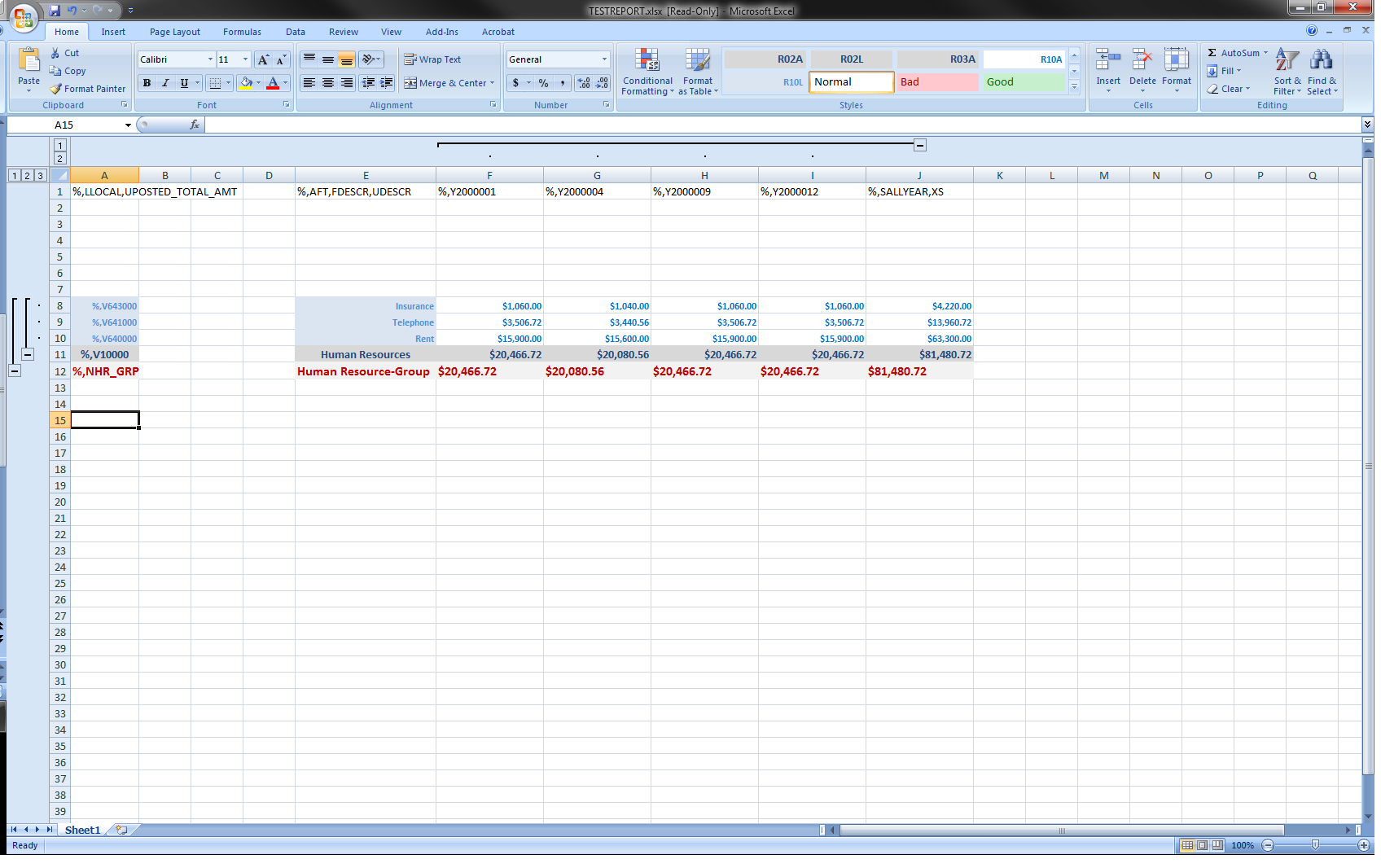 Multiple Chart-field nPlosion - Report