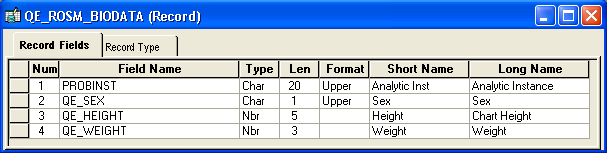 QE_ROSM_BIODATA record