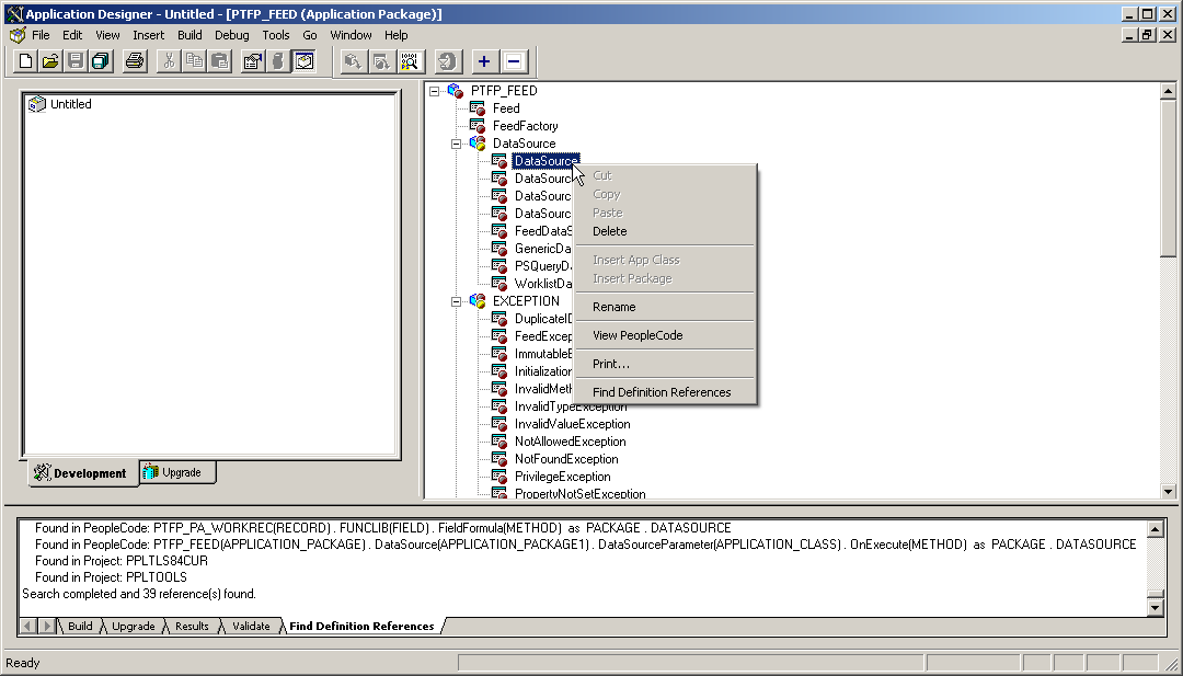 Finding definition references for an application class