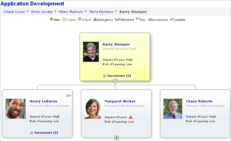 Vertical organization chart with uniform node sizes