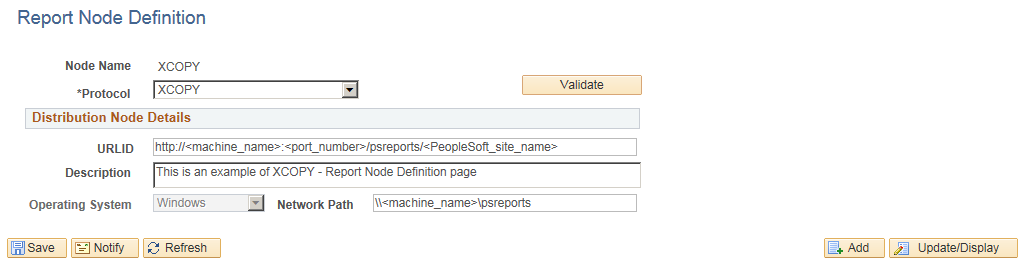 Report Node Definition-XCOPY page