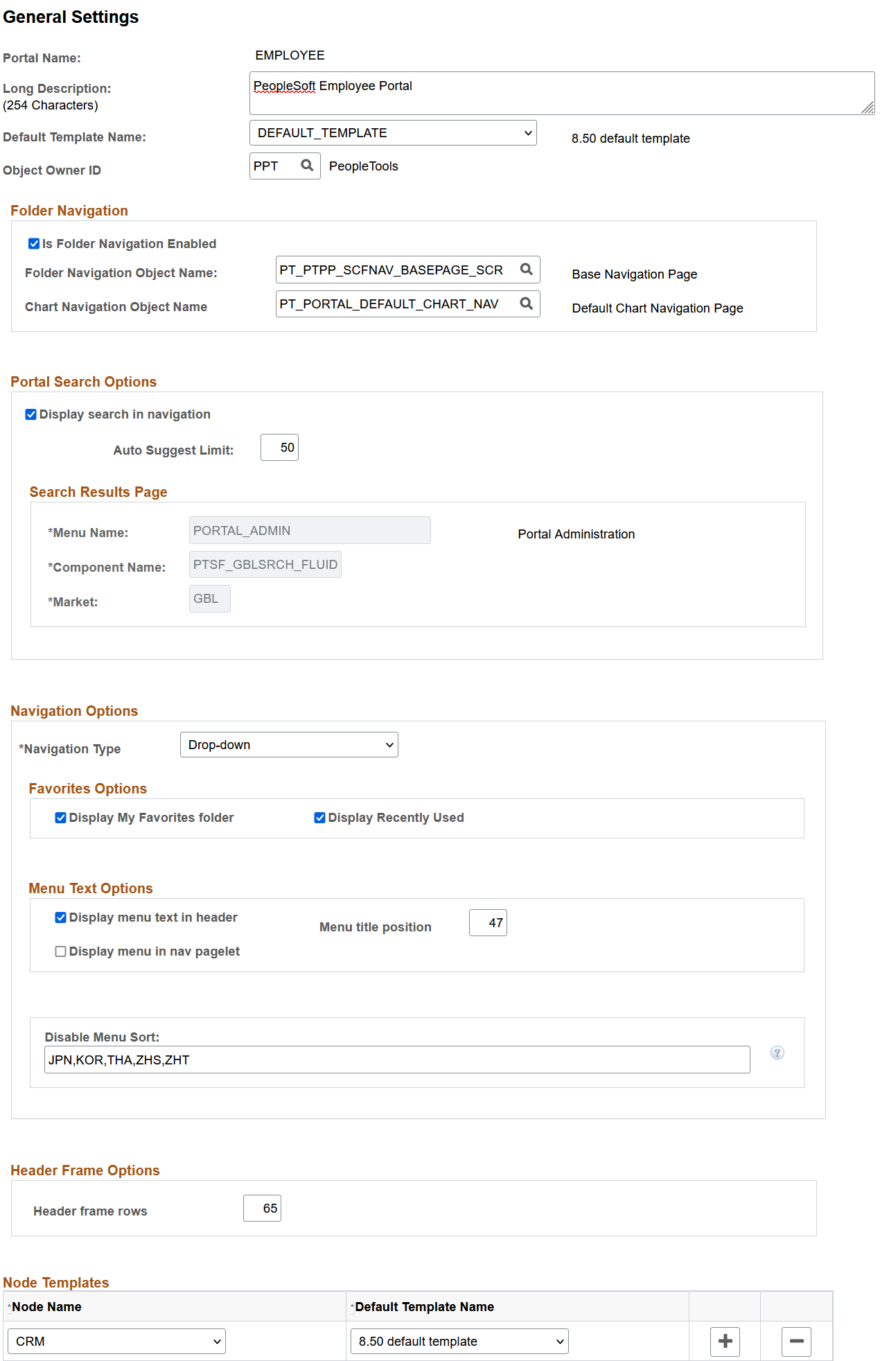 General Settings page