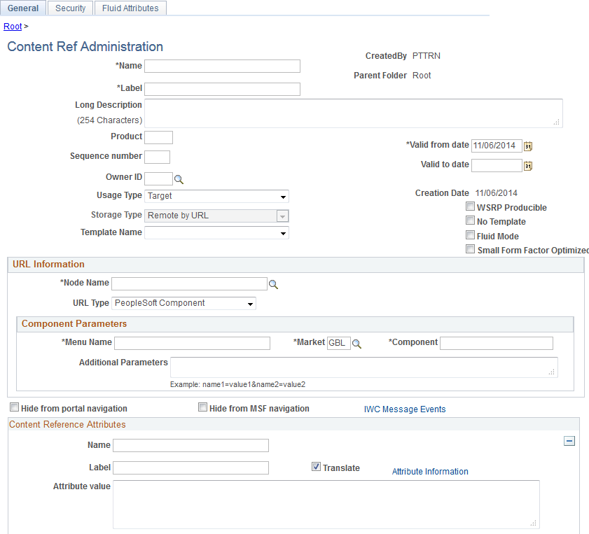 Content Ref Administration page