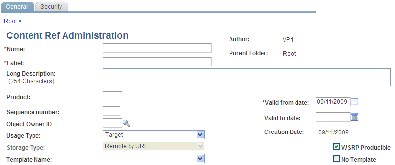 Content Ref Administration page: WSRP Producible option