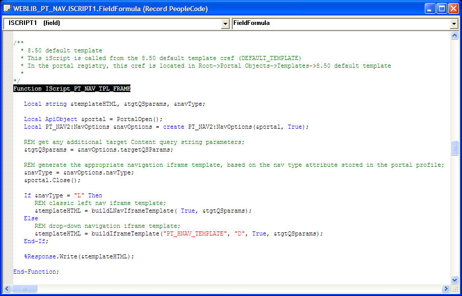 The iScript upon which the dynamic iframe template is based