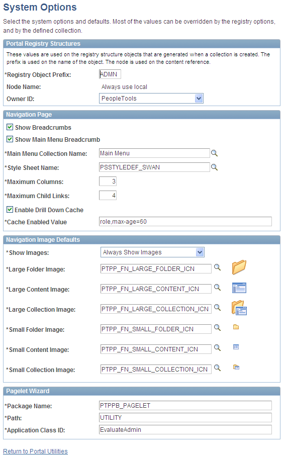 System Options page